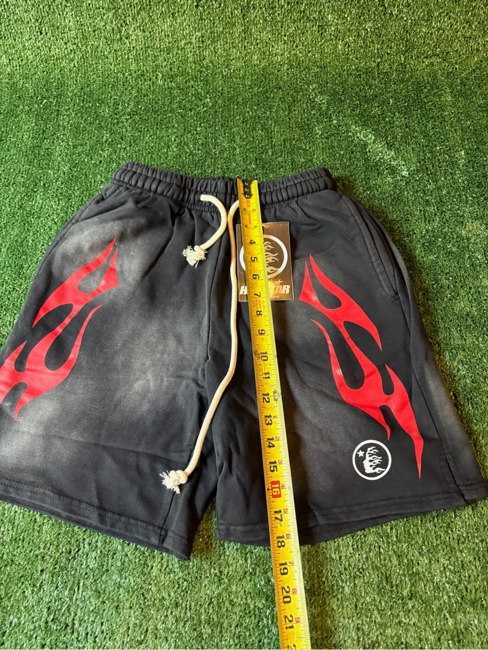 HeliStar Men’s Black Athletic Shorts with Red Flame Print - Picture 6 of 6